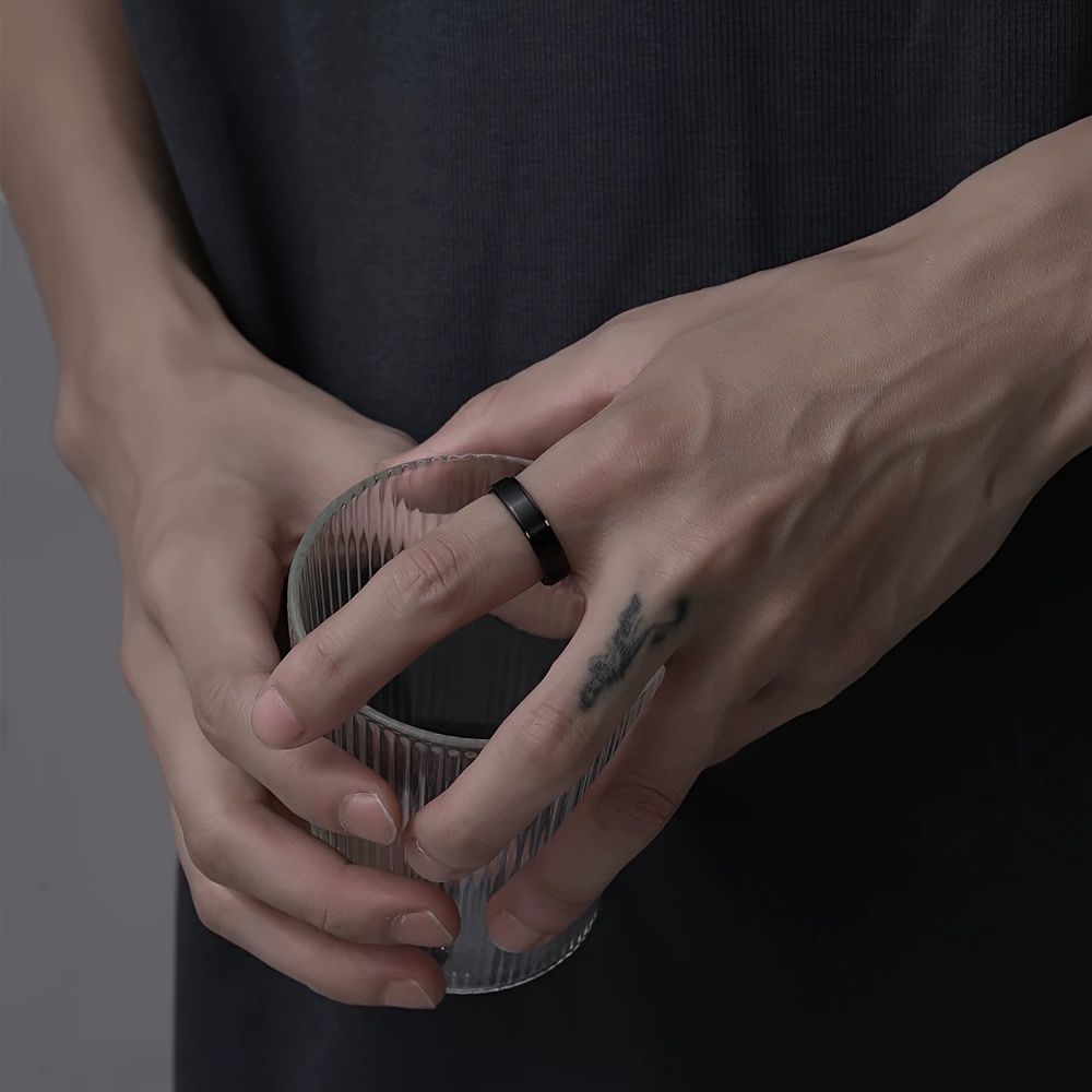 PANASH Men's Titanium Ring 6mm Sleek Step Design Lightweight Jewelry